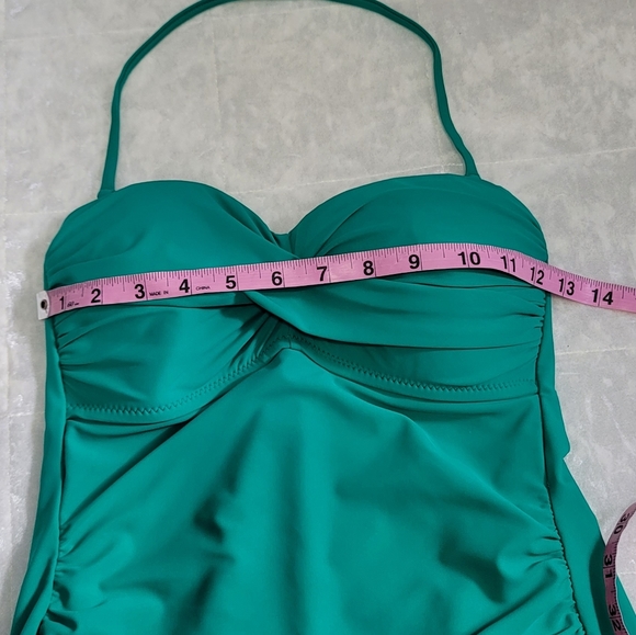 Kenneth Cole Teal Ruched One Piece Dress Swimsuit - Picture 5 of 8